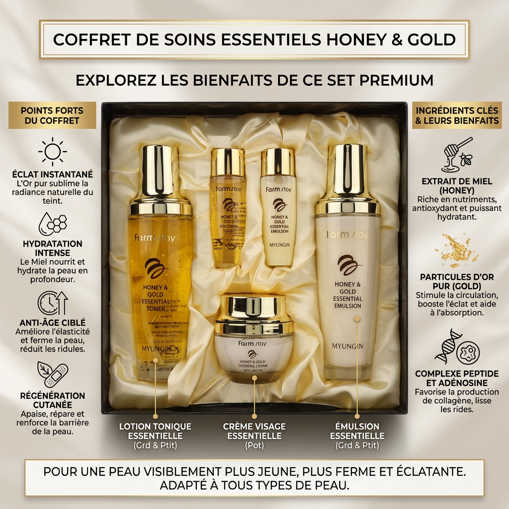 Coffret de soins Honey and Gold 3 pièces